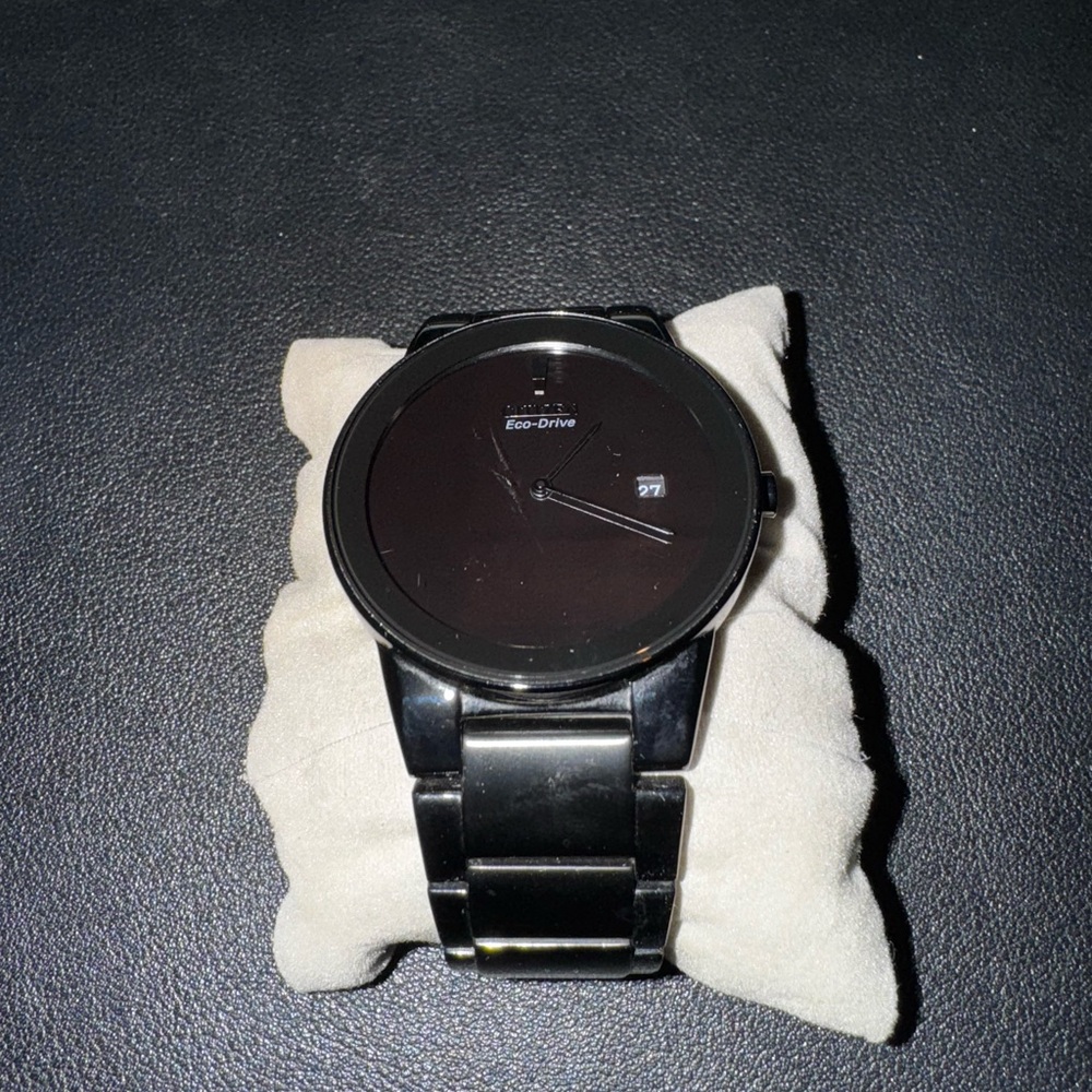 Citizen Eco-Drive Black Stainless Steel Watch | Date Display